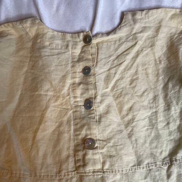 GRACE HILL 100% Linen Yellow Pastel Button Down Back 1/2 Sleeve 16 Large - Picture 3 of 4